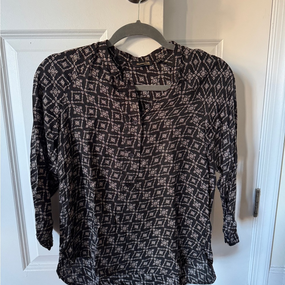 Massimo Dutti Black And Cream Patterned Blouse - image 1